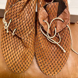 ANNIEL Soft Punched Leather Booties Tan SZ. 41